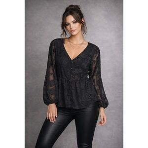 Torrid 2 Peplum Chiffon Clip Floral Blouson NWT Boho Coquette 2X Dark Academia